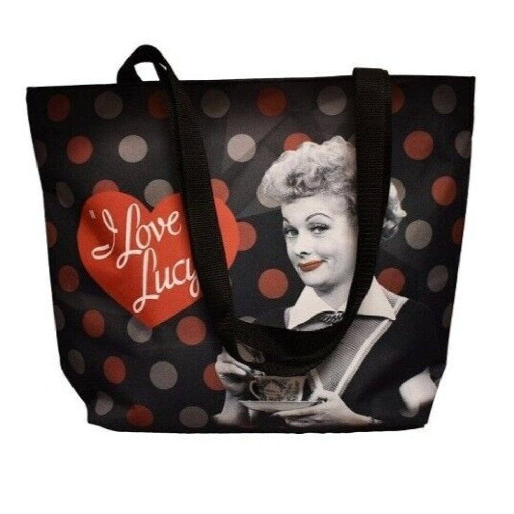 New Black I Love Lucy Heart Tote Bag Large Shoulder Shopping Lucille Balle Gift